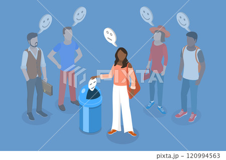 3D Isometric Flat Vector Illustration of Truthfulness and Sincerity, Express Real Feelings 120994563