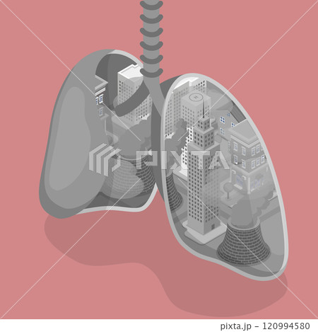 3D Isometric Flat Vector Illustration of Air Pollution, Environmental Problem 3D Isometric Flat Vector Illustration of Air Pollution, Environmental Problem 120994580