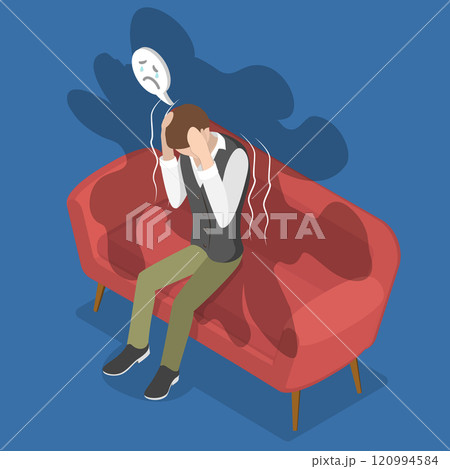 3D Isometric Flat Vector Illustration of Panic Attack, Physical Sensation of Stress 3D Isometric Flat Vector Illustration of Panic Attack, Physical Sensation of Stress 120994584