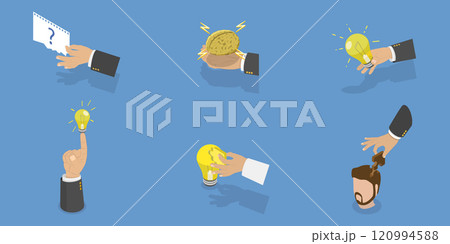 3D Isometric Flat Vector Illustration of Creative Idea, Brainstorming or Decision Making 3D Isometric Flat Vector Illustration of Creative Idea, Brainstorming or Decision Making 120994588