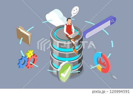 3D Isometric Flat Vector Illustration of Database Server, Cloud Computing Technology With Database Administration 3D Isometric Flat Vector Illustration of Database Server, Cloud Computing Technology With Database Administration 120994591