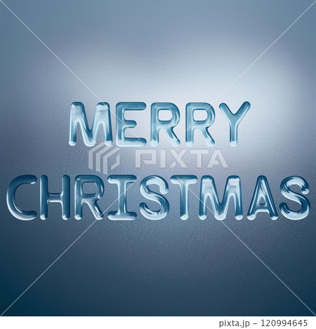Frosty lettering spells out a festive greeting on a cool background 120994645