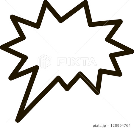 Jagged speech bubble with blank space inside, suitable for inserting custom messages or announcements, creating a visually striking element for communication 120994764