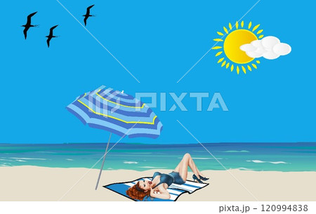 sunbathing on the beach sunbathing on the beach 120994838