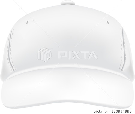Classic white baseball cap with stitching details, presented in a front view against a clean white background, ideal for showcasing designs or branding Classic white baseball cap with stitching details, presented in a front view against a clean white background, ideal for showcasing designs or branding 120994996