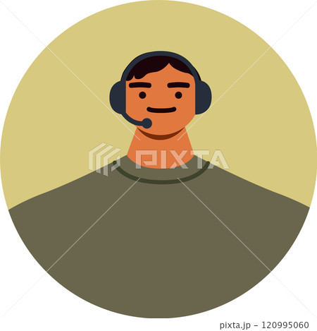 Male customer service representative wearing a headset is providing support and answering questions, ensuring client satisfaction with professionalism and expertise 120995060
