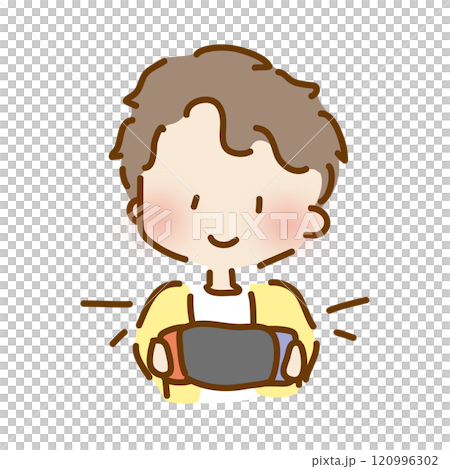 A cute and relaxed boy playing games A cute and relaxed boy playing games 120996302