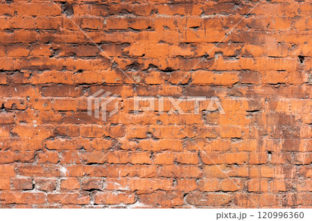 Empty brick red wall. background of a old brick house. 120996360