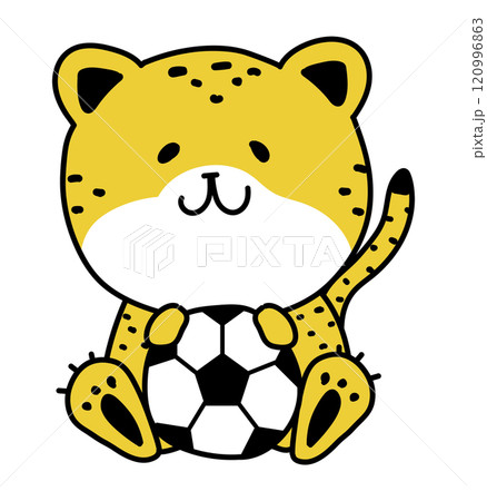 サッカーボールで遊ぶチーター 120996863