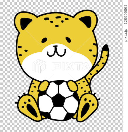サッカーボールで遊ぶチーター 120996863