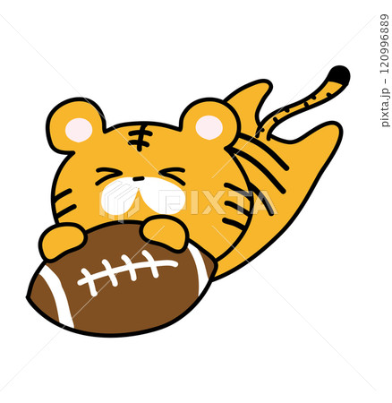 ラグビーでトライするトラ 120996889