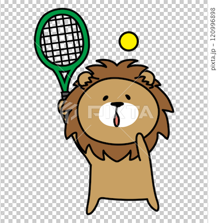 テニスのサーブをするライオン 120996898