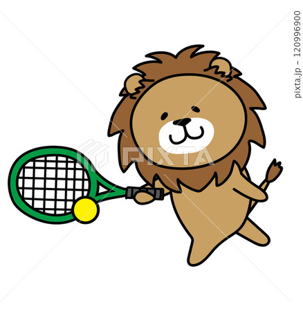 テニスをするライオン1 120996900