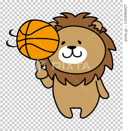 Lion spinning a basketball 120996907