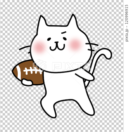White cat playing rugby 1 120996915
