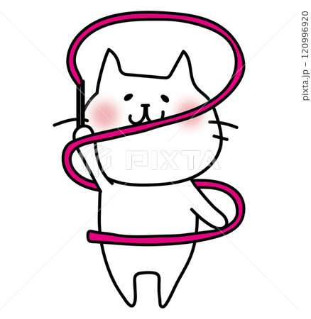 新体操でリボンを使って踊る白い猫2 120996920