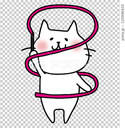 新体操でリボンを使って踊る白い猫2 120996920