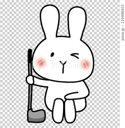 ゴルフでラインを読む白うさぎ 120996925