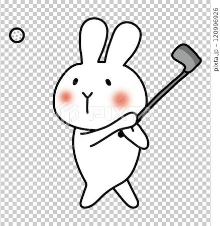 White rabbit playing golf 1 120996926