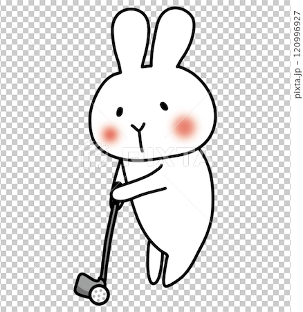 White rabbit playing golf 2 120996927