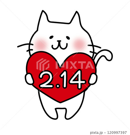 バレンタインデーの日付を持っている白い猫 120997397