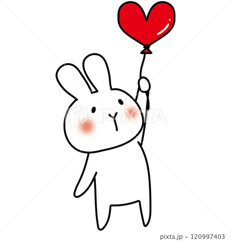 ハートの風船を持っている白いうさぎのイラスト素材 [120997403] - PIXTA