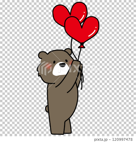 ハートの風船を持っているクマのイラスト素材 [120997478] - PIXTA
