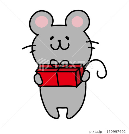 プレゼントを渡すネズミ 120997492
