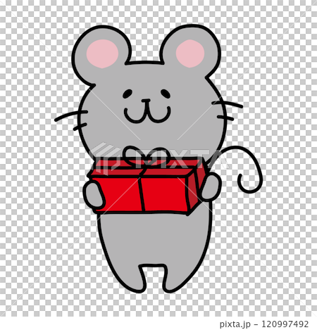 プレゼントを渡すネズミ 120997492