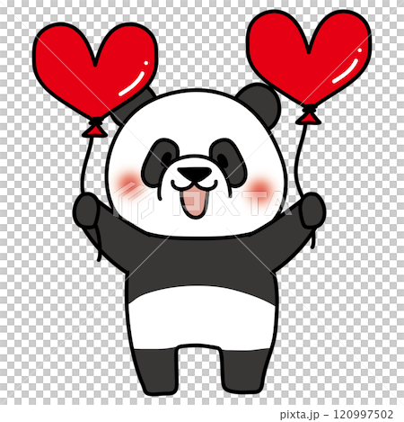 Panda holding a heart balloon 120997502