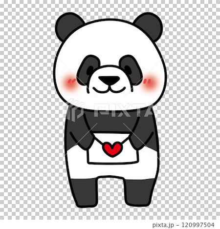 A bashful panda delivers a love letter 120997504