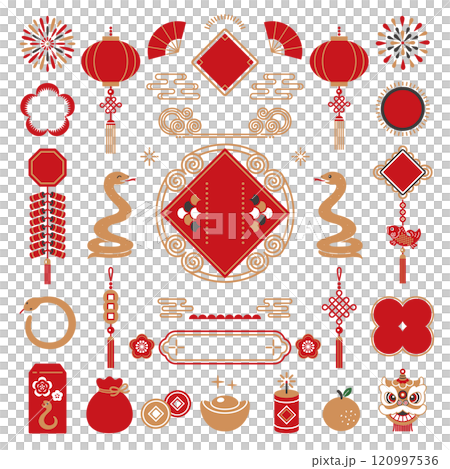 2025年 蛇年 春節のお祝いイラスト 2025年 蛇年 春節のお祝いイラスト 120997536