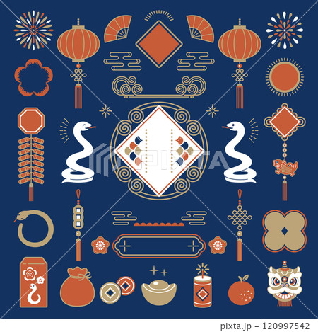 2025年 蛇年 春節のお祝いイラスト 120997542