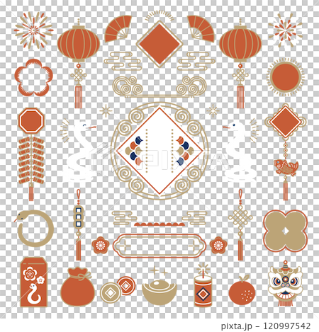 2025年 蛇年 春節のお祝いイラスト 120997542