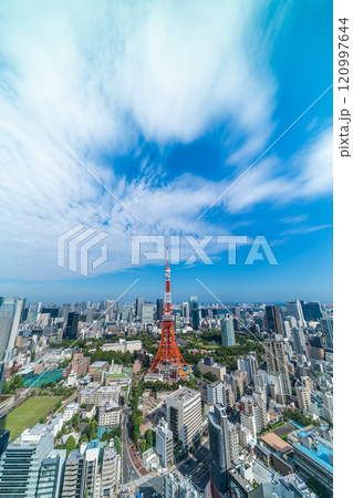 urban city skyline aerial view in Tokyo, Japan urban city skyline aerial view in Tokyo, Japan 120997644