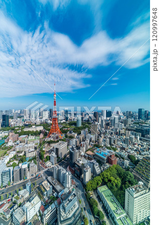 urban city skyline aerial view in Tokyo, Japan 120997648