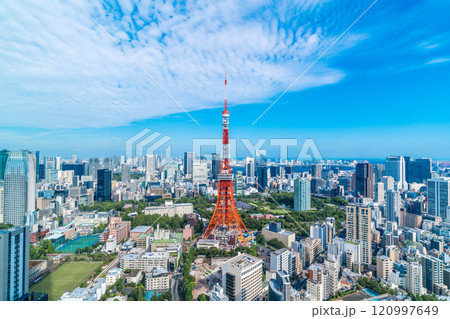 urban city skyline aerial view in Tokyo, Japan urban city skyline aerial view in Tokyo, Japan 120997649