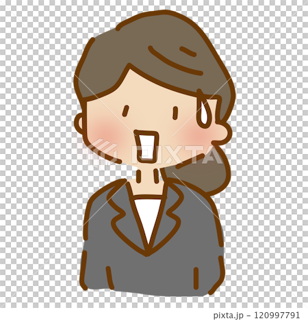 一個穿著寬鬆可愛西裝的驚愕女人 120997791