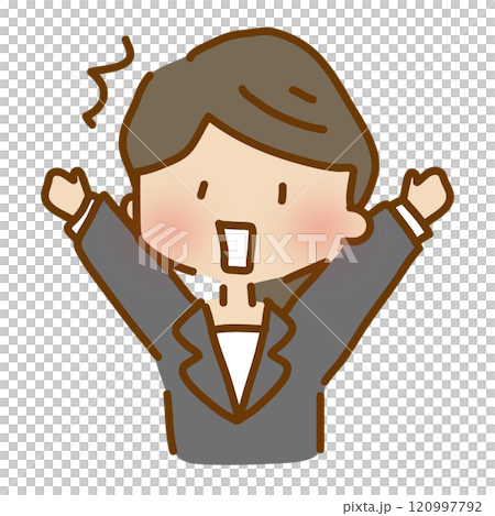 A surprised, cute, relaxed woman in a suit 120997792