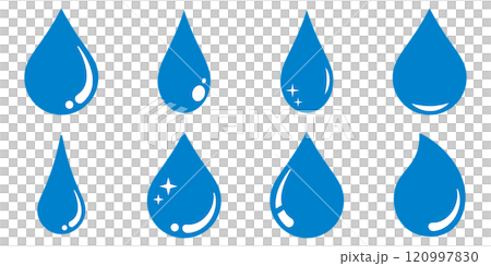 Liquid drop simple icon blue silhouette set 120997830