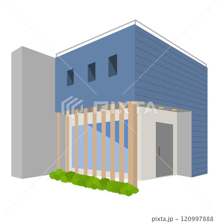モダンな立方体型の住宅のベクターイラスト モダンな立方体型の住宅のベクターイラスト 120997888