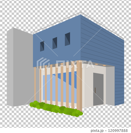 モダンな立方体型の住宅のベクターイラスト モダンな立方体型の住宅のベクターイラスト 120997888