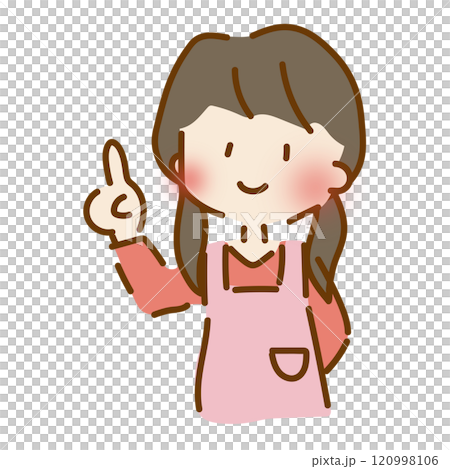 一位寬鬆可愛的女托兒所老師用手指指著 120998106