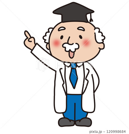 斜め上を指さす博士 斜め上を指さす博士 120998684
