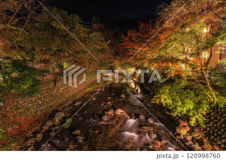 Autumn Foliage over Yoshina River 120998760