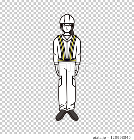 土木や建築関連の仕事をする反射ベストを着た女性のシンプルな全身イラスト素材 土木や建築関連の仕事をする反射ベストを着た女性のシンプルな全身イラスト素材 120998840