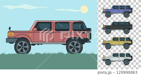 簡單的“SUV汽車”插圖 簡單的“SUV汽車”插圖 120998863