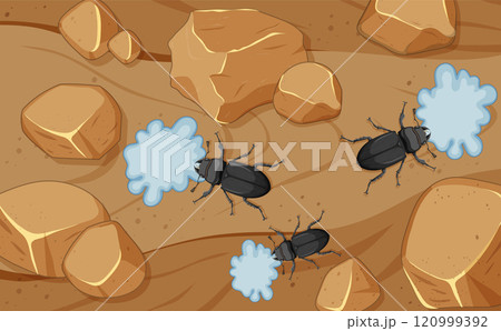 Aerial View of Beetles on Rocks 120999392
