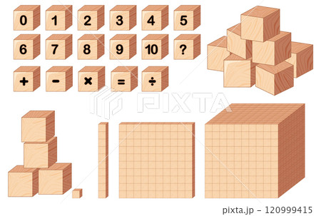 Mathematical Wooden Blocks and Cubes 120999415