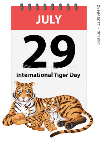International Tiger Day Calendar Illustration International Tiger Day Calendar Illustration 120999442